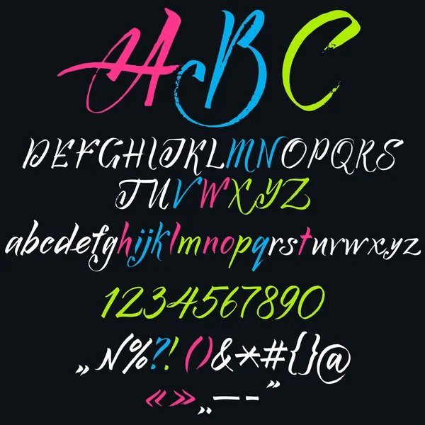 Het alfabet in kalligrafie borstel. — Stockvector