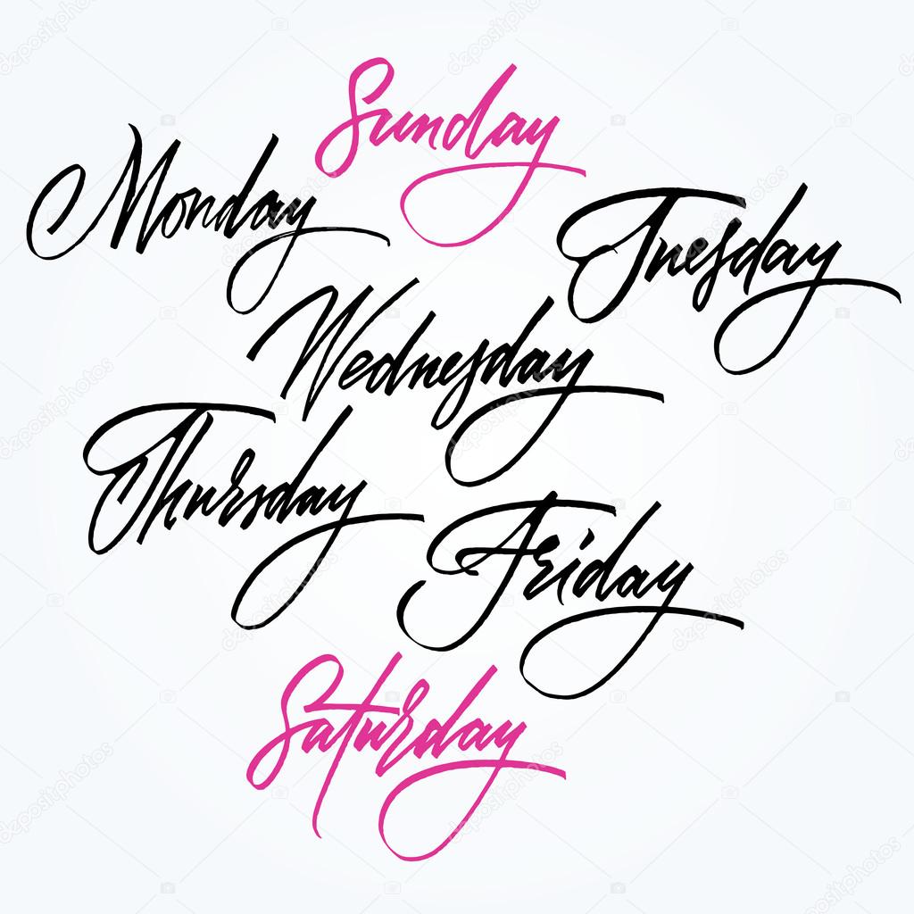 Days of the week. Calligraphy.