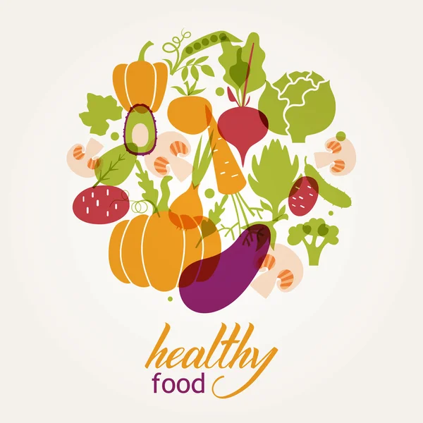 Conjunto de verduras. Mesa de comida saludable . — Vector de stock