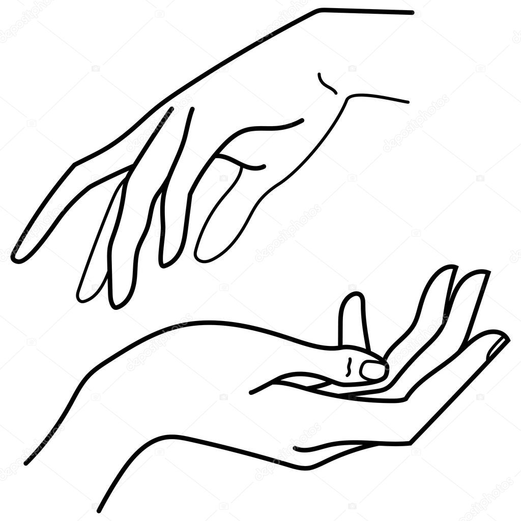 Vector line set of human arms gestures. Vector illustration