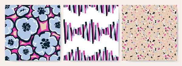 Ensemble Motifs Organiques Abstraits Dessinés Main Collage Imprimé Contemporain Modèle — Image vectorielle