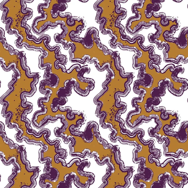 Mustard Abstract Wavy Seamless Pattern Pink Mustard Eggplant Colors Background — Foto Stock