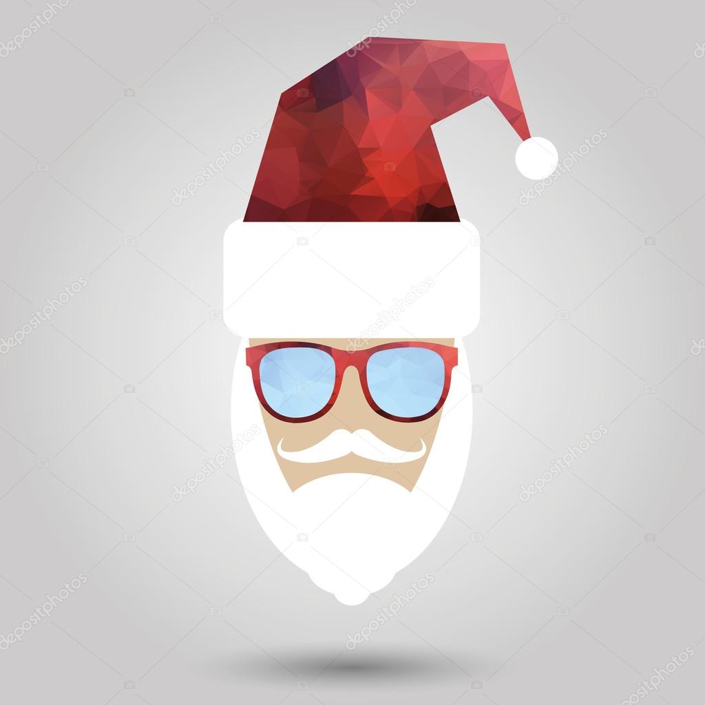 Merry Christmas background with Santa in hipster style