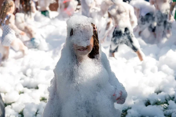 foam party with people in foam