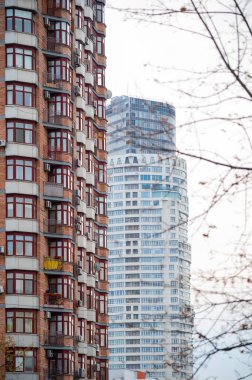 Kyiv, Ukraine - September 17, 2021: unique high-rise buildings
