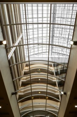 glass ceiling from inside the building