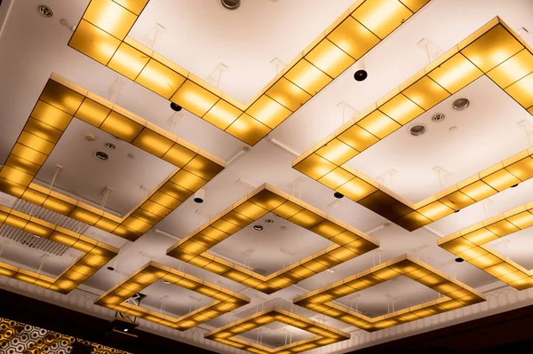 Conceptual Chandeliers Square Yellow Lamps White Ceiling — Photo