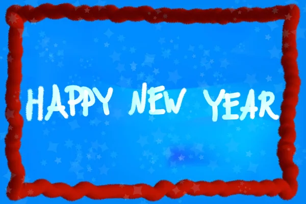 Die Inschrift Frohes Neues Jahr Aus Weißem Lametta Auf Blauem — Stockfoto