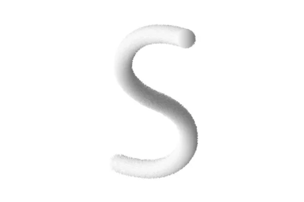 羽状文字S 編集しやすい文字 柔らかく現実的な羽 ふわふわ 毛深い文字Sは白い背景に隔離されています — ストック写真