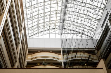 glass ceiling from inside the building