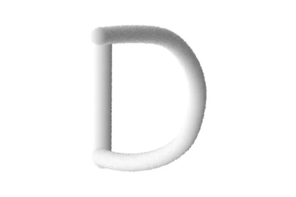羽状文字D 編集しやすい文字 柔らかく現実的な羽 ふわふわ 毛深い文字D 白い背景に隔離された — ストック写真