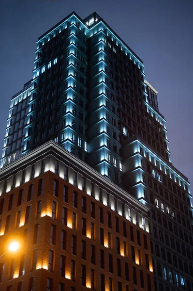 High Rise Residential Buildings Bottom Blue Evening Starry Sky Kyiv — Photo