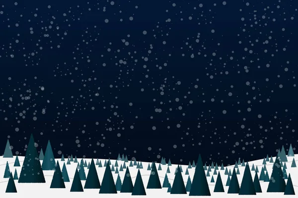 Boldog Évet Téli Éjszakai Ünnepi Táj Hóviharral Hófödte Fenyőkkel Szezonális Stock Kép
