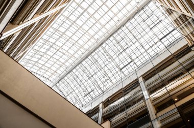 glass ceiling from inside the building