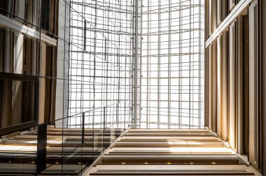 glass ceiling from inside the building