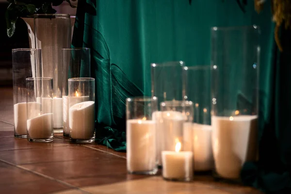 Festliches Dekor Kerzen Glas — Stockfoto