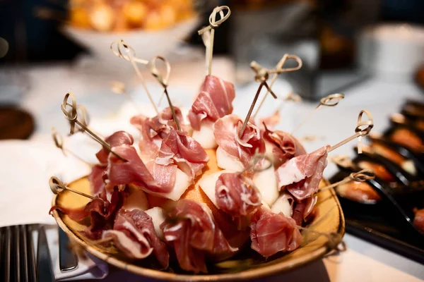 Close Lot Jamon Toothpicks Royalty Free Stock Photos