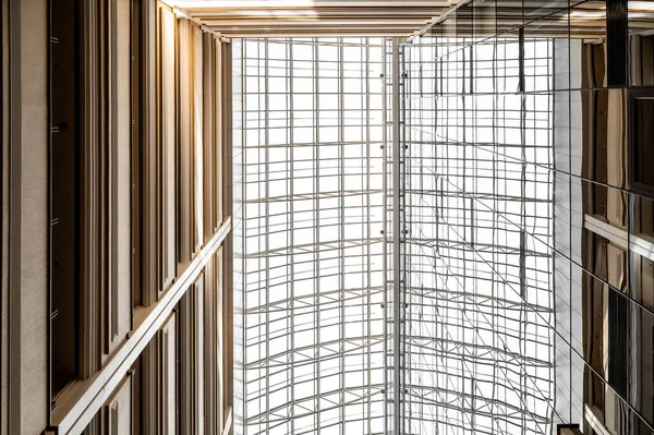 glass ceiling from inside the building