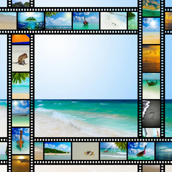 Film strip with beautiful holiday pictures Royalty Free Stock Photos