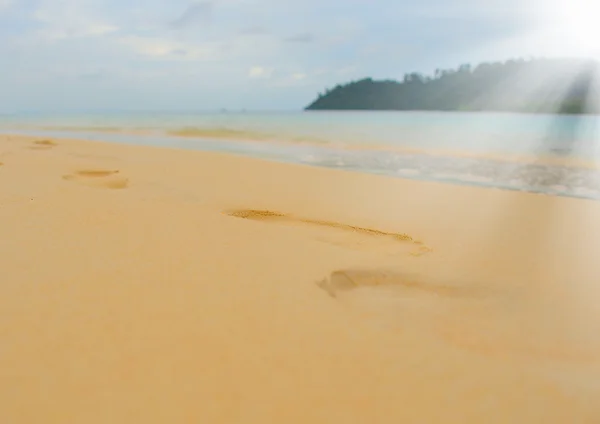 Trail barefoot feet in the sand — Stock Photo, Image