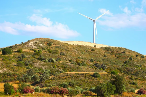 hill güneşli büyük yel değirmeni