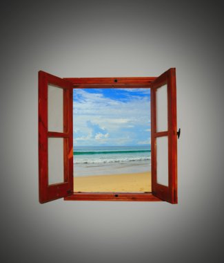 Deniz Manzaralı açık bir pencereden