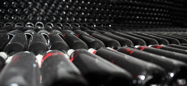 Old bottles of red wine — Stock Photo, Image