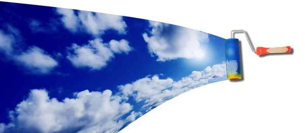 Céu ensolarado azul com nuvens — Fotografia de Stock