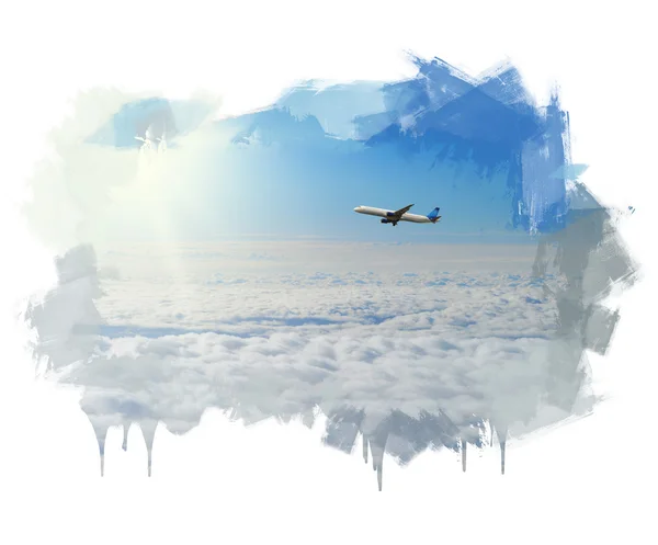 Cielo soleggiato blu con nuvole — Foto Stock