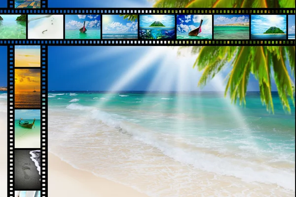 Striscia di film con belle foto delle vacanze — Foto Stock