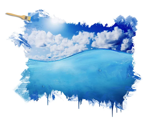 Blauer, sonniger Himmel mit Wolken — Stockfoto