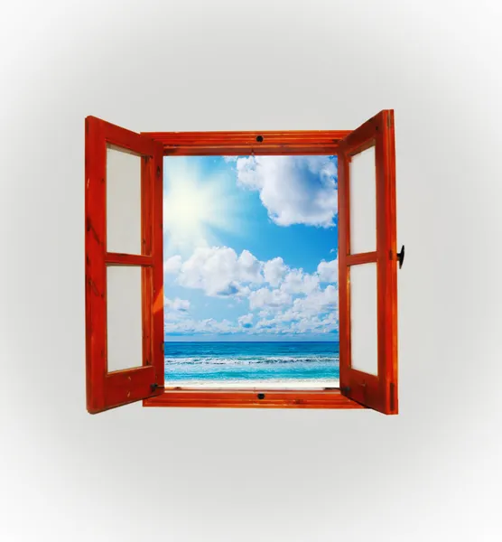 Deniz Manzaralı açık bir pencereden