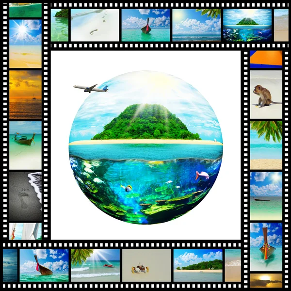 Film strip with beautiful holiday pictures — Stock Photo, Image