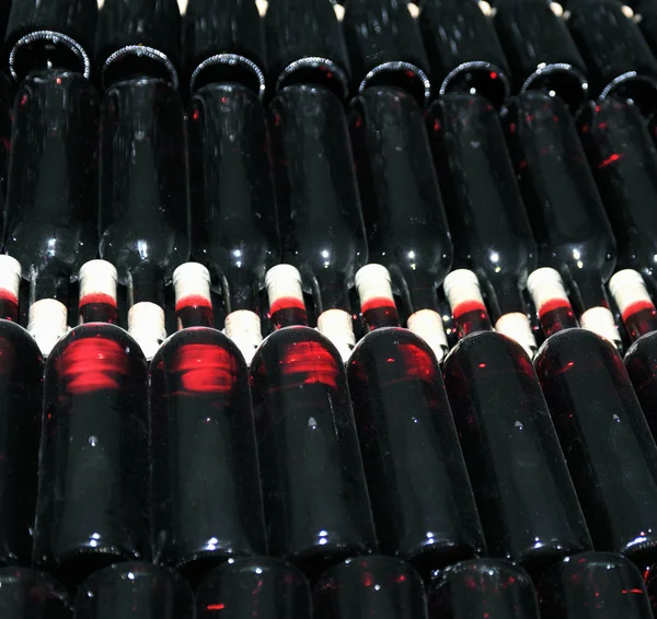 Old bottles of red wine — Stock Photo, Image