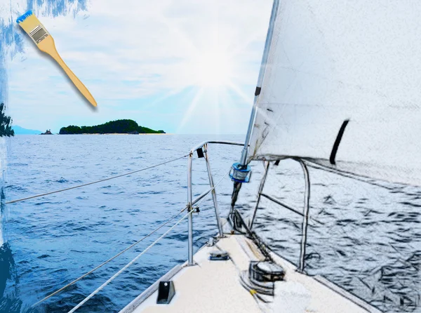 Yacht in the open sea — Stock Photo, Image