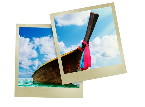 Longtail boat on the sea tropical beach — Stok Foto