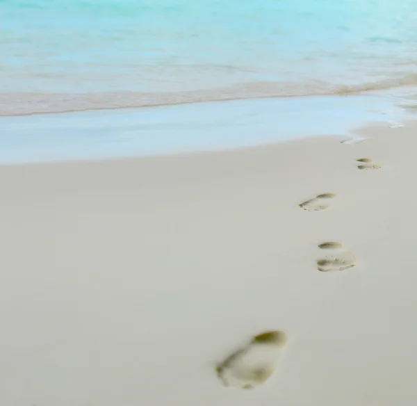 Trail barefoot feet in the sand — Stock Photo, Image