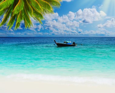 Longtail tekne deniz tropikal plaj