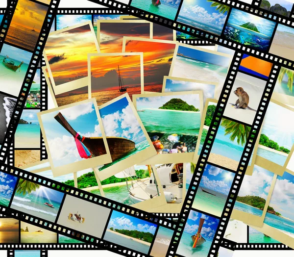 Film strip with beautiful holiday pictures Royalty Free Stock Photos