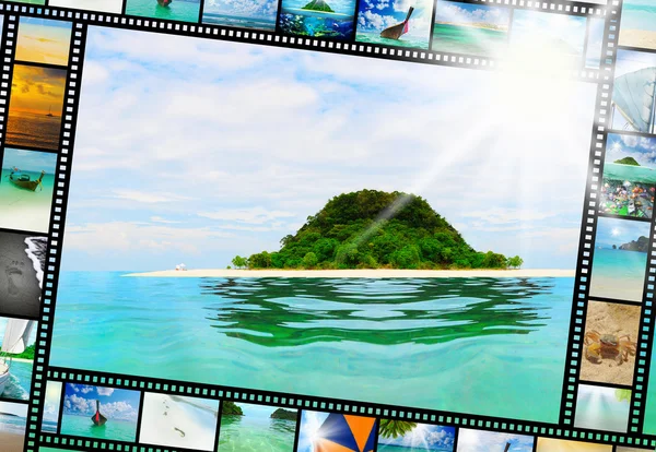 Tira de película con hermosas fotos de vacaciones — Foto de Stock