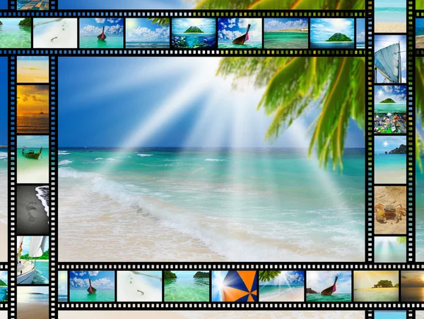 Film strip with beautiful holiday pictures Royalty Free Stock Images