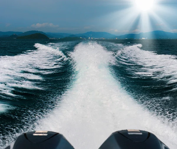 Tail of the sea from the speed boat — Stock Photo, Image