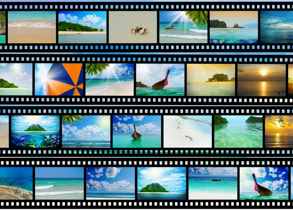 Film strip with beautiful holiday pictures Royalty Free Stock Images