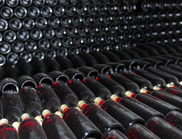 Garrafas velhas de vinho tinto — Fotografia de Stock