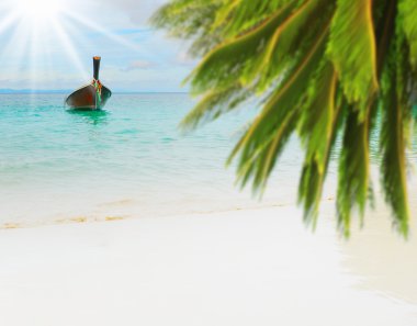 Longtail tekne deniz tropikal plaj