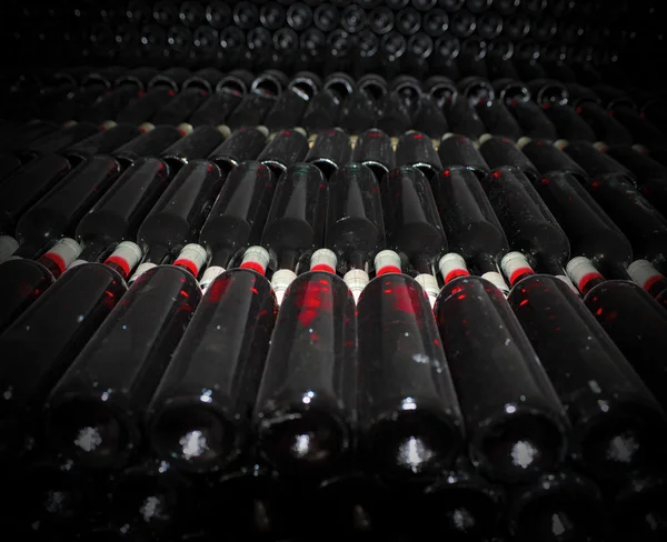 Old bottles of red wine — Stock Photo, Image