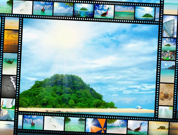 Film strip with beautiful holiday pictures — Stock Photo, Image