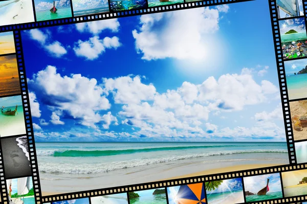 Film strip with beautiful holiday pictures — Stock Photo, Image