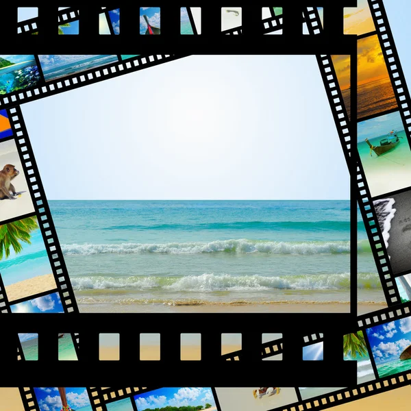 Tira de película con hermosas fotos de vacaciones — Foto de Stock