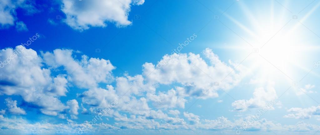 Blue sunny sky with clouds